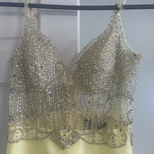 Elegant Yellow Embellished Dress
